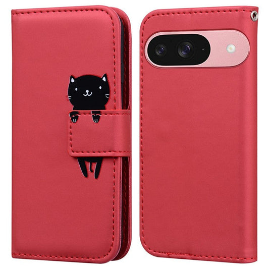 For Google Pixel 9 / 9 Pro Case Cartoon Pattern Wallet Leather Phone Cover - Red
