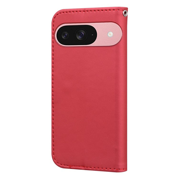 For Google Pixel 9 / 9 Pro Case Cartoon Pattern Wallet Leather Phone Cover - Red