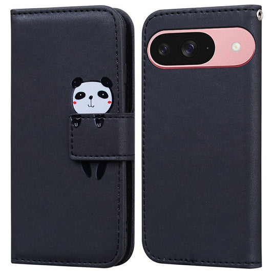 For Google Pixel 9 / 9 Pro Case Cartoon Pattern Wallet Leather Phone Cover - Black