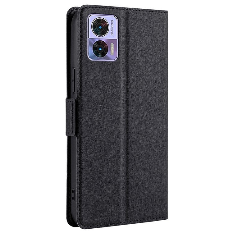 For Motorola Edge 30 Neo 5G Shockproof Phone Case Foldable Stand Card Holder PU Leather Dual Magnetic Clasp Scratch-resistant Cell Phone Cover - Black