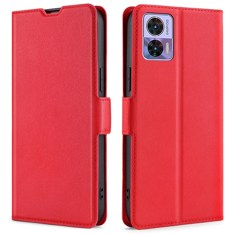 For Motorola Edge 30 Neo 5G Shockproof Phone Case Foldable Stand Card Holder PU Leather Dual Magnetic Clasp Scratch-resistant Cell Phone Cover - Red