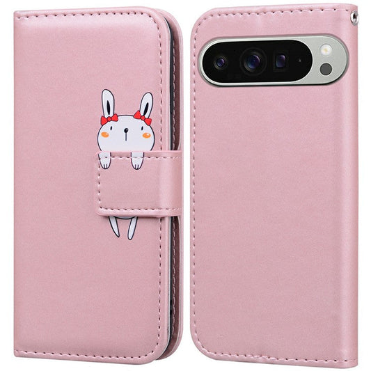 For Google Pixel 9 Pro XL Case Cartoon Pattern Wallet Leather Phone Cover - Pink