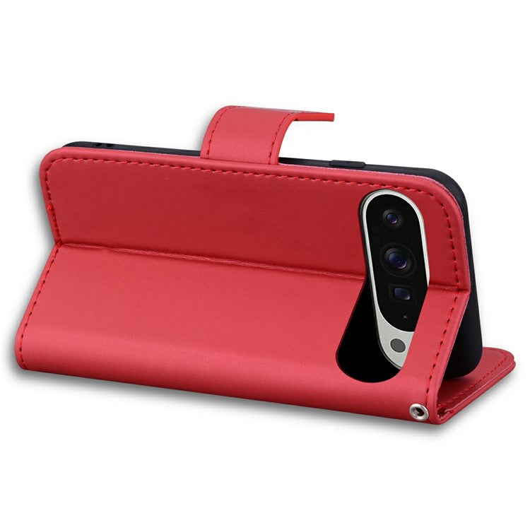 For Google Pixel 9 Pro XL Case Cartoon Pattern Wallet Leather Phone Cover - Red