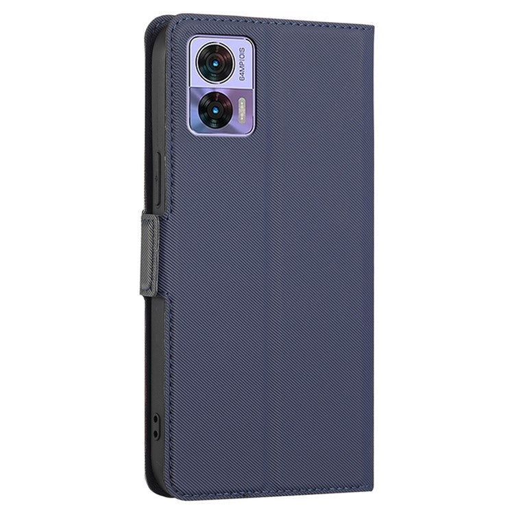 Skin-friendly Phone Case For Motorola Edge 30 Neo 5G, Twill Texture PU Leather Ultra-thin Magnetic Phone Cover with Stand / Card Slots - Blue