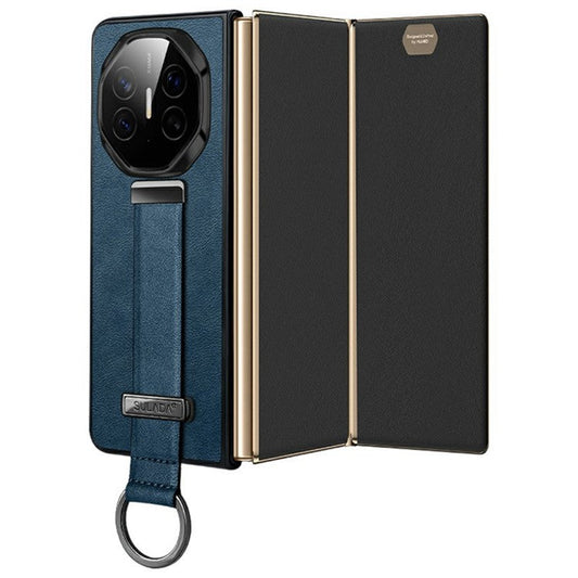 SULADA Fashion Series for Huawei Mate XT Ultimate Case Wristband Kickstand Leather+PC Back Phone Cover - Blue