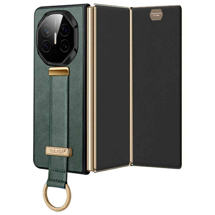 SULADA Fashion Series for Huawei Mate XT Ultimate Case Wristband Kickstand Leather+PC Back Phone Cover - Green