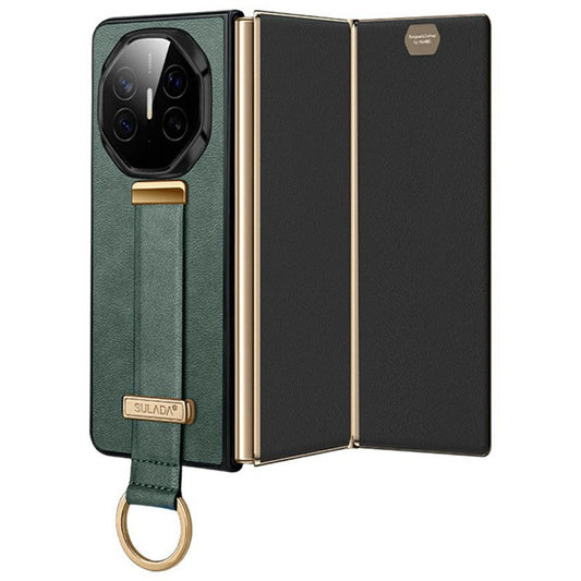 SULADA Fashion Series for Huawei Mate XT Ultimate Case Wristband Kickstand Leather+PC Back Phone Cover - Green