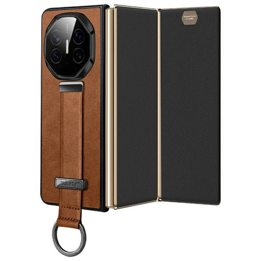 SULADA Fashion Series for Huawei Mate XT Ultimate Case Wristband Kickstand Leather+PC Back Phone Cover - Brown