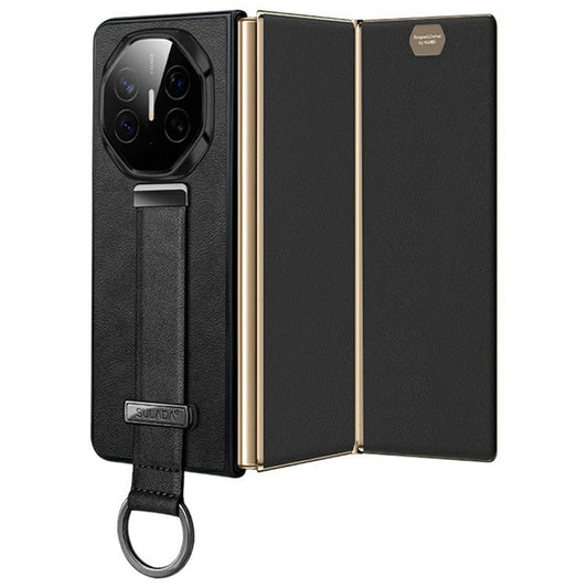 SULADA Fashion Series for Huawei Mate XT Ultimate Case Wristband Kickstand Leather+PC Back Phone Cover - Black