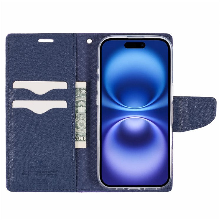MERCURY GOOSPERY For iPhone 16 Plus Case PU Leather Wallet Phone Cover - Purple