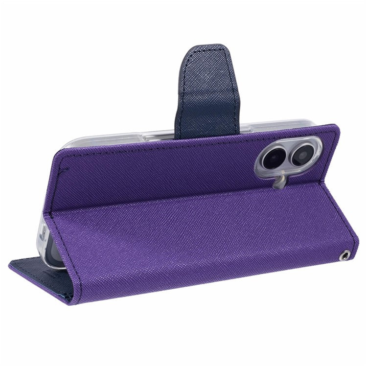 MERCURY GOOSPERY For iPhone 16 Plus Case PU Leather Wallet Phone Cover - Purple