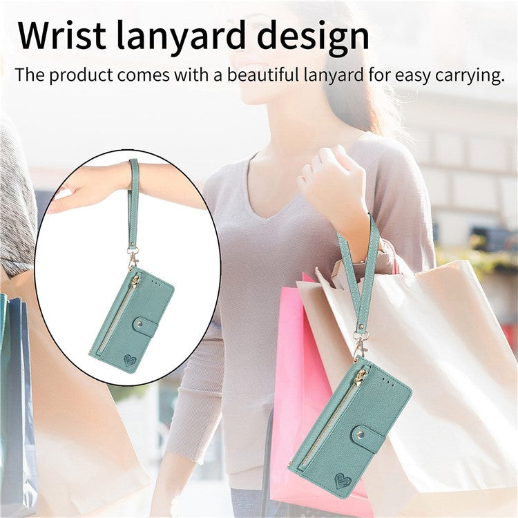 For OnePlus Nord CE4 Lite 5G / Oppo K12x 5G (China) Case RFID Blocking Zipper Pocket Leather Wallet Phone Cover - Green