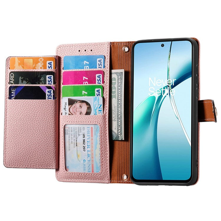 For OnePlus Nord CE4 Lite 5G / Oppo K12x 5G (China) Case RFID Blocking Zipper Pocket Leather Wallet Phone Cover - Pink