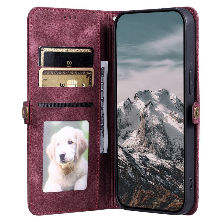 Style 016 For Motorola Edge 50 Neo 5G / Moto S50 5G / Thinkphone 25 5G Case Skin Feel Totem Imprinted Wallet Leather Phone Cover - Wine Red