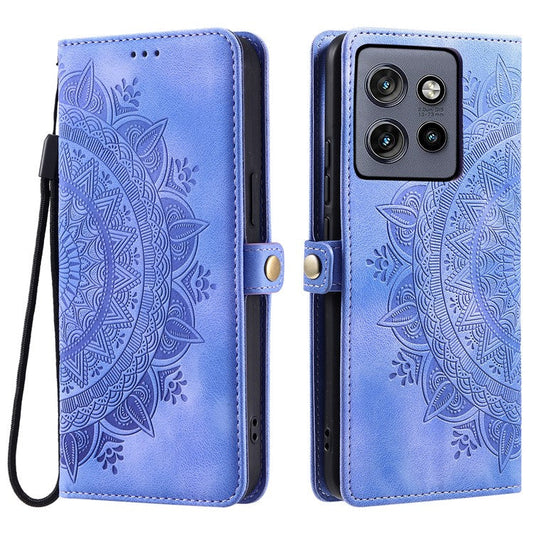 Style 016 For Motorola Edge 50 Neo 5G / Moto S50 5G / Thinkphone 25 5G Case Skin Feel Totem Imprinted Wallet Leather Phone Cover - Purple