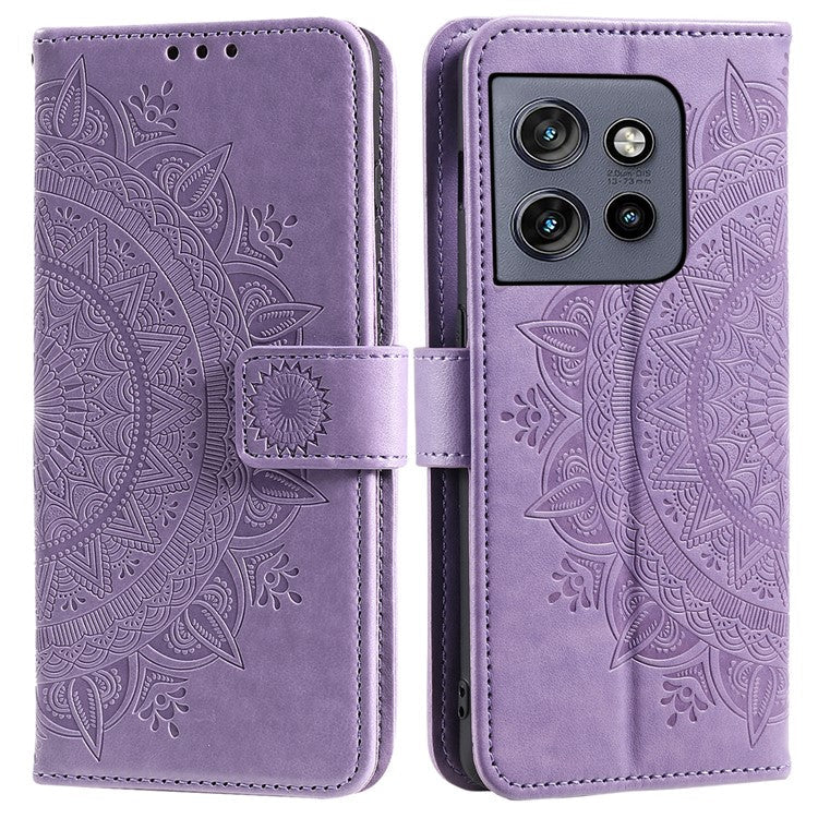 For Motorola Edge 50 Neo 5G / Moto S50 5G / Thinkphone 25 5G Case Imprinted Totem PU Leather Wallet Stand Phone Cover - Purple