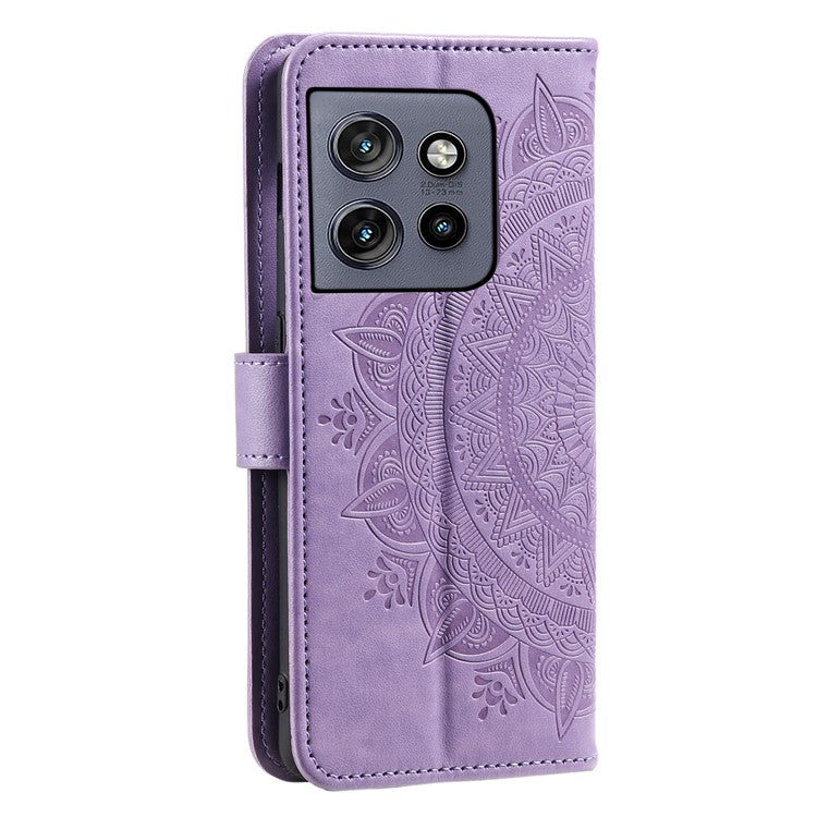 For Motorola Edge 50 Neo 5G / Moto S50 5G / Thinkphone 25 5G Case Imprinted Totem PU Leather Wallet Stand Phone Cover - Purple