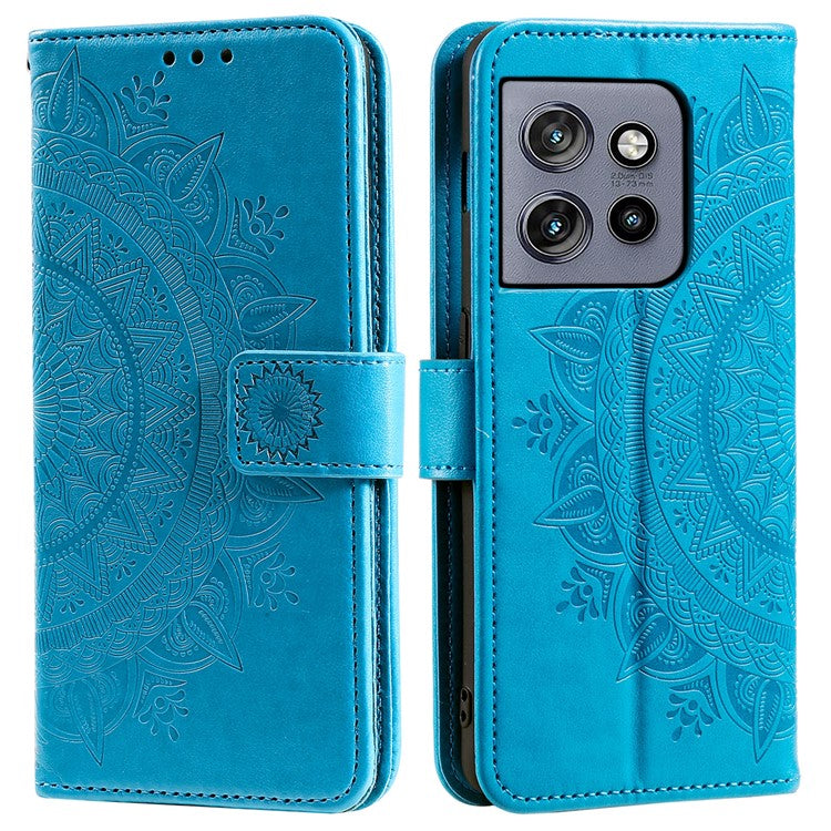 For Motorola Edge 50 Neo 5G / Moto S50 5G / Thinkphone 25 5G Case Imprinted Totem PU Leather Wallet Stand Phone Cover - Blue
