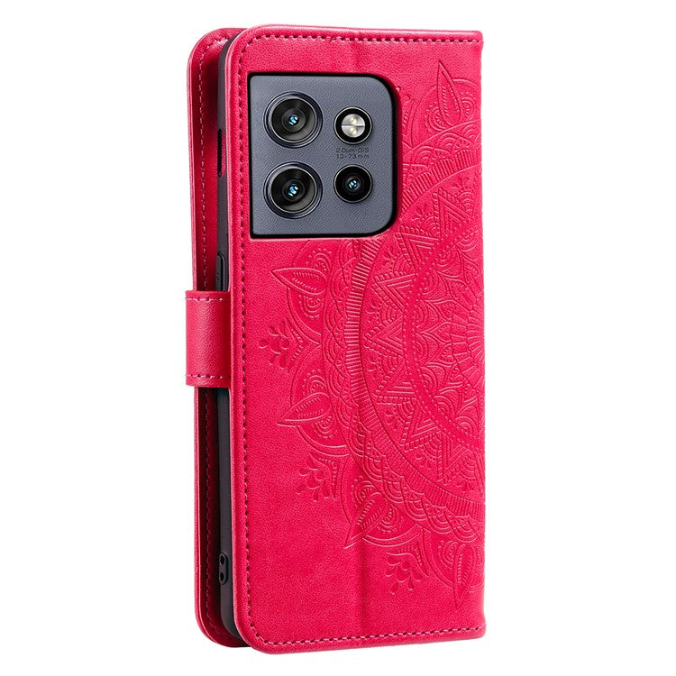For Motorola Edge 50 Neo 5G / Moto S50 5G / Thinkphone 25 5G Case Imprinted Totem PU Leather Wallet Stand Phone Cover - Rose