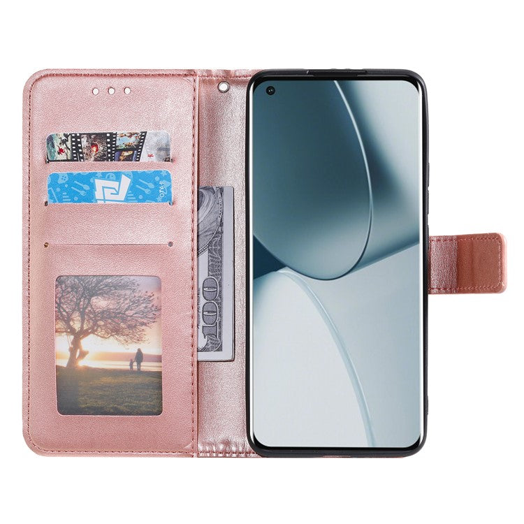 For Motorola Edge 50 Neo 5G / Moto S50 5G / Thinkphone 25 5G Case Imprinted Totem PU Leather Wallet Stand Phone Cover - Rose Gold