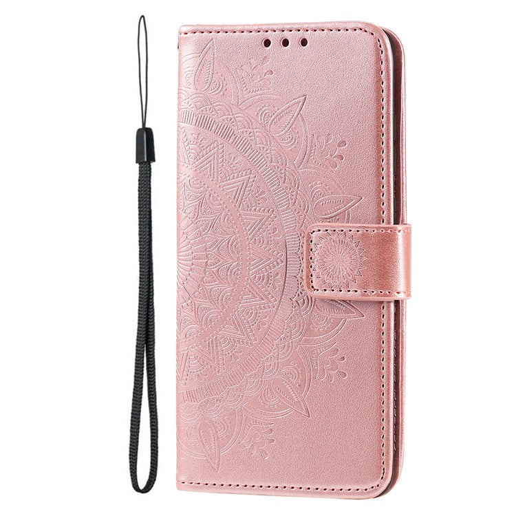 For Motorola Edge 50 Neo 5G / Moto S50 5G / Thinkphone 25 5G Case Imprinted Totem PU Leather Wallet Stand Phone Cover - Rose Gold