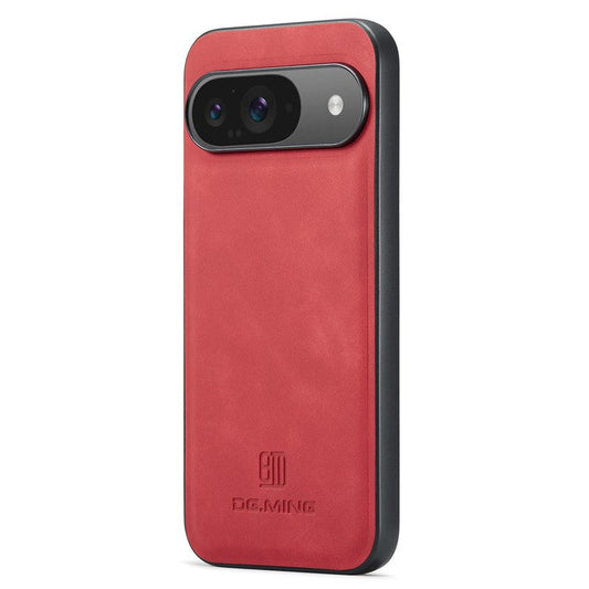 DG.MING For Google Pixel 9 Pro / Pixel 9 Case PU Leather Covered PC+TPU Hybrid Phone Shell - Red