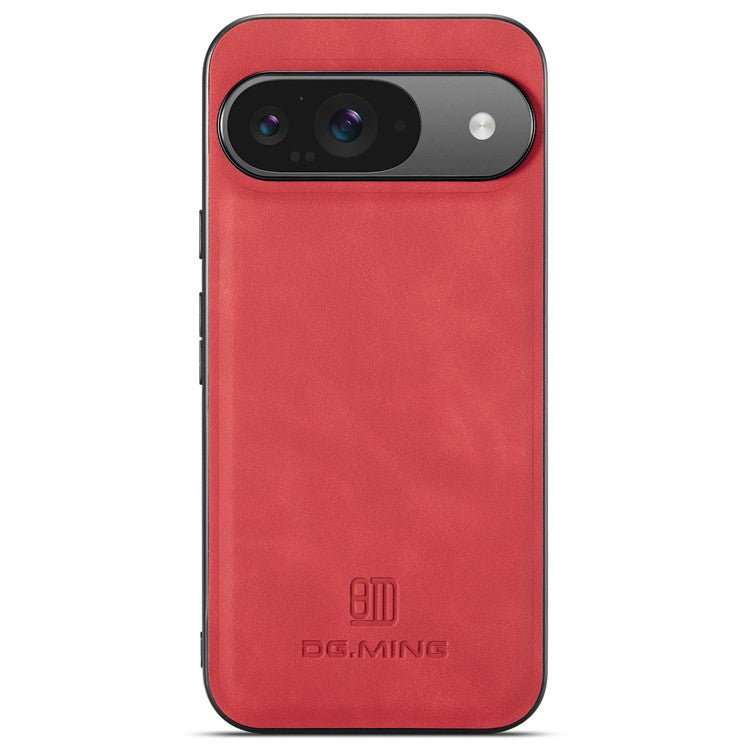 DG.MING For Google Pixel 9 Pro / Pixel 9 Case PU Leather Covered PC+TPU Hybrid Phone Shell - Red