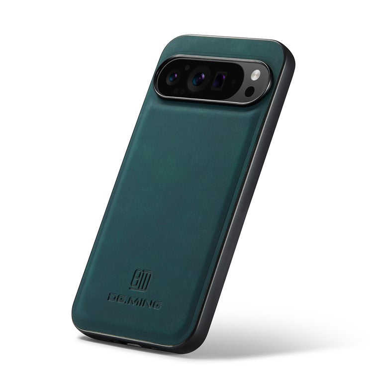 DG.MING For Google Pixel 9 Pro XL Case PU Leather Covered PC+TPU Hybrid Phone Shell - Green
