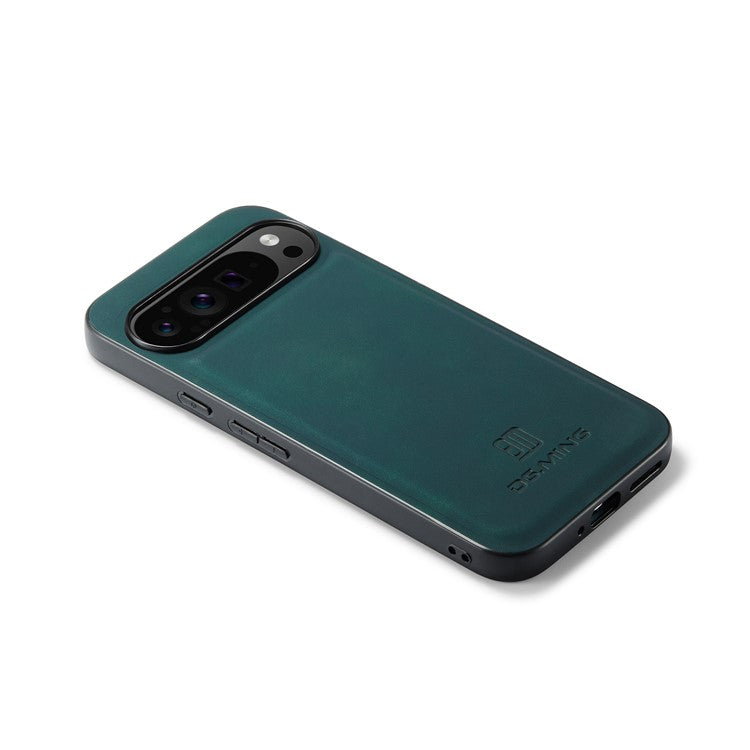 DG.MING For Google Pixel 9 Pro XL Case PU Leather Covered PC+TPU Hybrid Phone Shell - Green