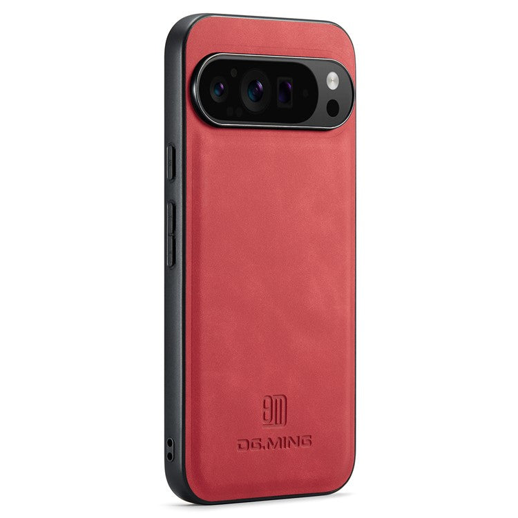 DG.MING For Google Pixel 9 Pro XL Case PU Leather Covered PC+TPU Hybrid Phone Shell - Red