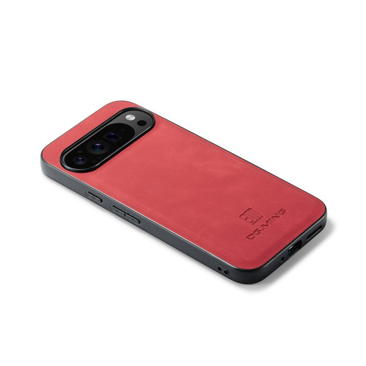 DG.MING For Google Pixel 9 Pro XL Case PU Leather Covered PC+TPU Hybrid Phone Shell - Red