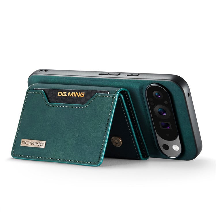DG.MING M2 Series for Google Pixel 9 Pro XL Case PU+PC+TPU Phone Cover Detachable Wallet - Green
