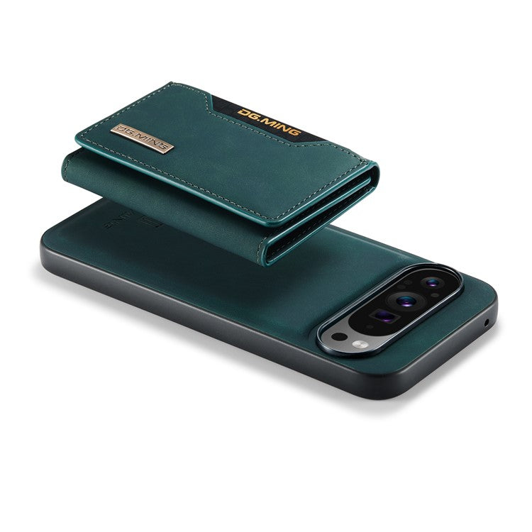 DG.MING M2 Series for Google Pixel 9 Pro XL Case PU+PC+TPU Phone Cover Detachable Wallet - Green