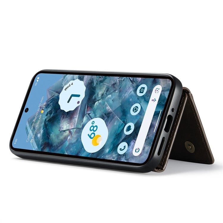 DG.MING M2 Series for Google Pixel 9 Pro XL Case PU+PC+TPU Phone Cover Detachable Wallet - Coffee