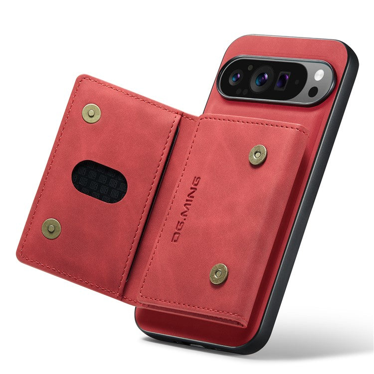 DG.MING M2 Series for Google Pixel 9 Pro XL Case PU+PC+TPU Phone Cover Detachable Wallet - Red
