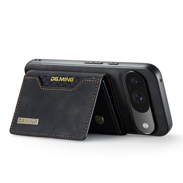 DG.MING M2 Series for Google Pixel 9 Pro / Pixel 9 Case PU+PC+TPU Phone Cover Detachable Wallet - Black