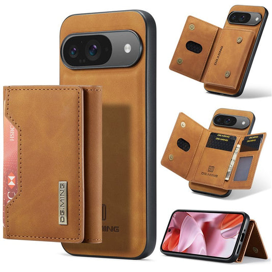 DG.MING M2 Series for Google Pixel 9 Pro / Pixel 9 Case PU+PC+TPU Phone Cover Detachable Wallet - Brown