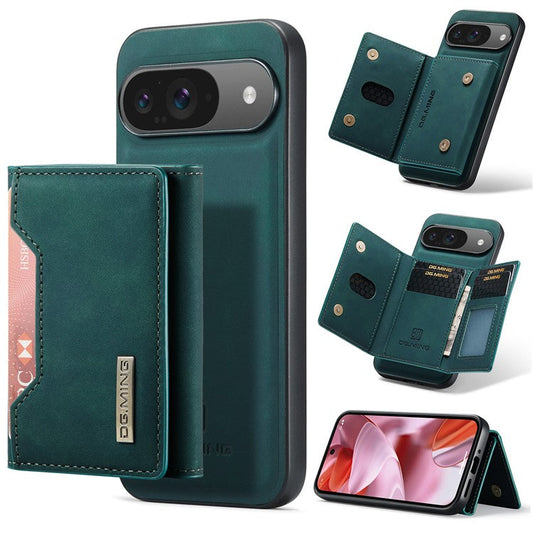 DG.MING M2 Series for Google Pixel 9 Pro / Pixel 9 Case PU+PC+TPU Phone Cover Detachable Wallet - Green