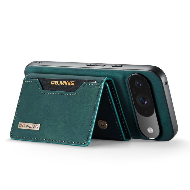 DG.MING M2 Series for Google Pixel 9 Pro / Pixel 9 Case PU+PC+TPU Phone Cover Detachable Wallet - Green