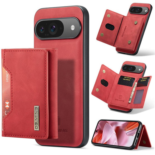 DG.MING M2 Series for Google Pixel 9 Pro / Pixel 9 Case PU+PC+TPU Phone Cover Detachable Wallet - Red