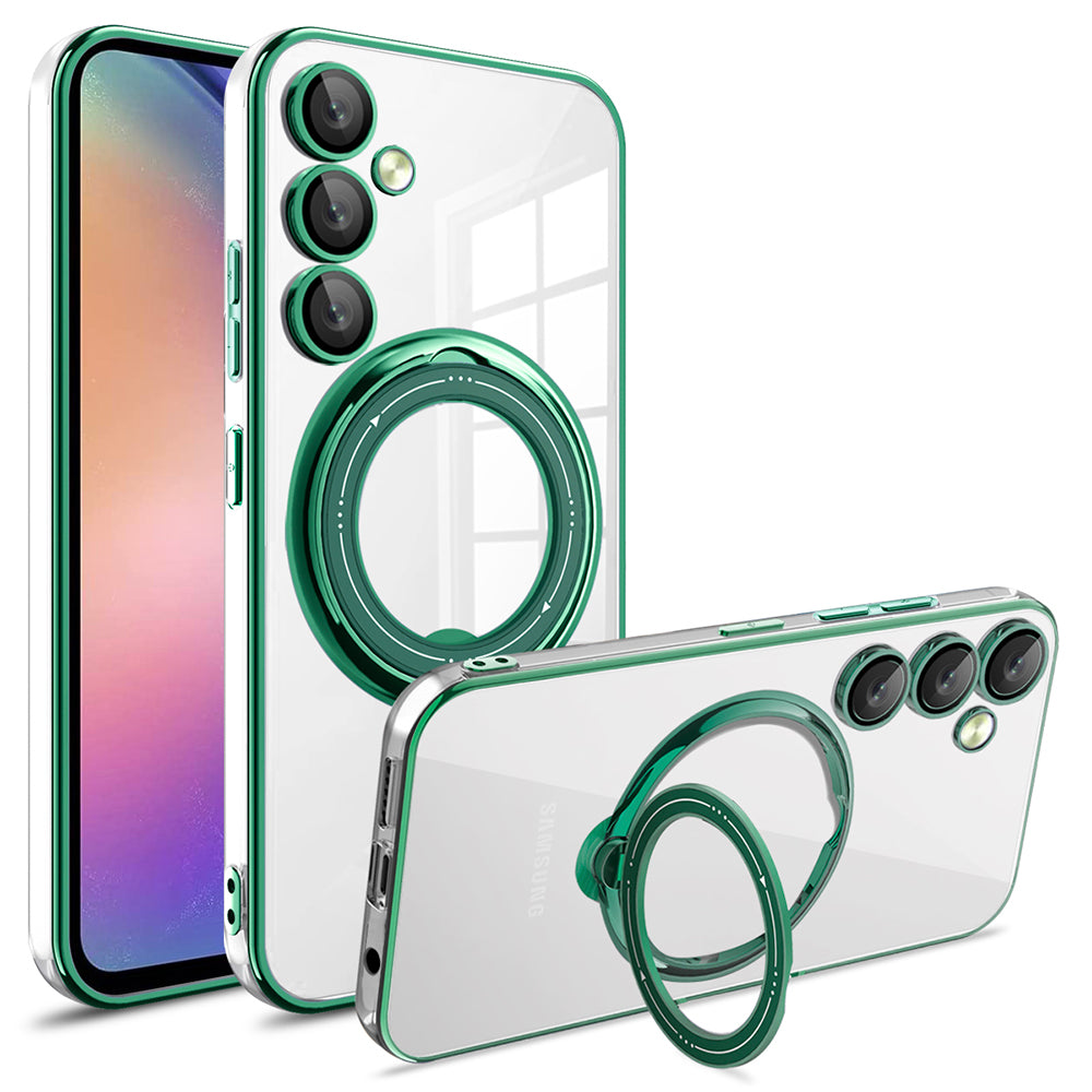 For Samsung Galaxy A16 5G / A16 4G Case Kickstand PC+TPU Magnetic Phone Cover - Green