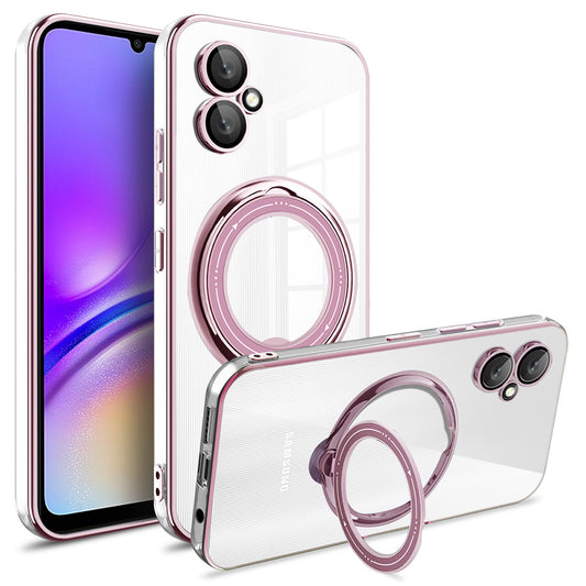 For Samsung Galaxy A06 Case Kickstand PC+TPU Magnetic Phone Cover - Pink