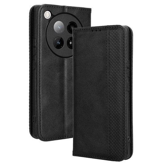 For Infinix Zero 40 4G X6860 Leather Case Wallet Stand Retro Texture Phone Cover - Black