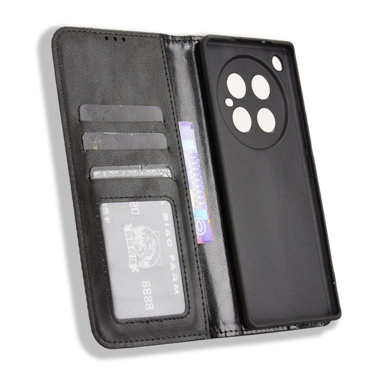 For Infinix Zero 40 4G X6860 Leather Case Wallet Stand Retro Texture Phone Cover - Black