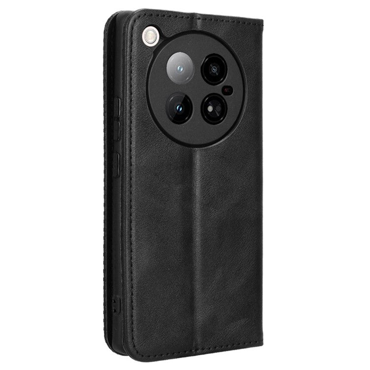 For Infinix Zero 40 4G X6860 Leather Case Wallet Stand Retro Texture Phone Cover - Black