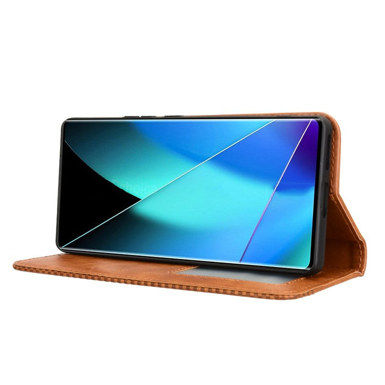 For Infinix Zero 40 4G X6860 Leather Case Wallet Stand Retro Texture Phone Cover - Brown