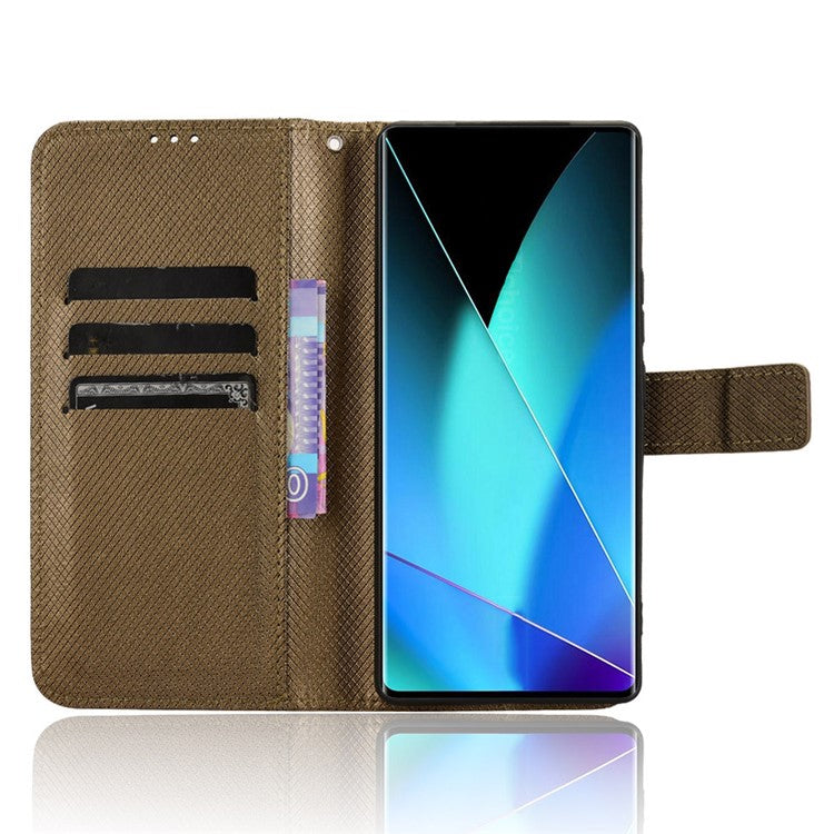 For Infinix Zero 40 4G X6860 Case PU Leather Diamond Texture Wallet Phone Cover - Brown