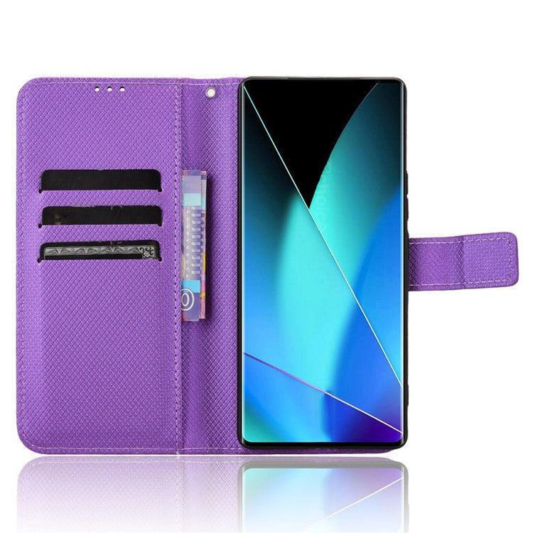 For Infinix Zero 40 4G X6860 Case PU Leather Diamond Texture Wallet Phone Cover - Purple