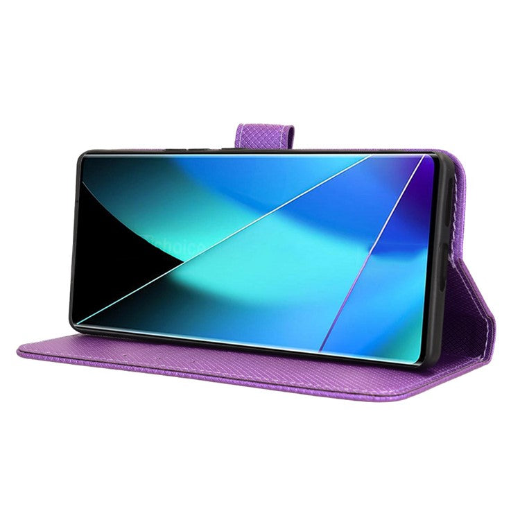 For Infinix Zero 40 4G X6860 Case PU Leather Diamond Texture Wallet Phone Cover - Purple