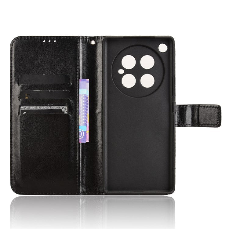 For Infinix Zero 40 4G X6860 Case Crazy Horse Texture PU Leather Phone Wallet Cover - Black